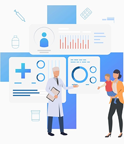Health analytics image containing doctor and a patient